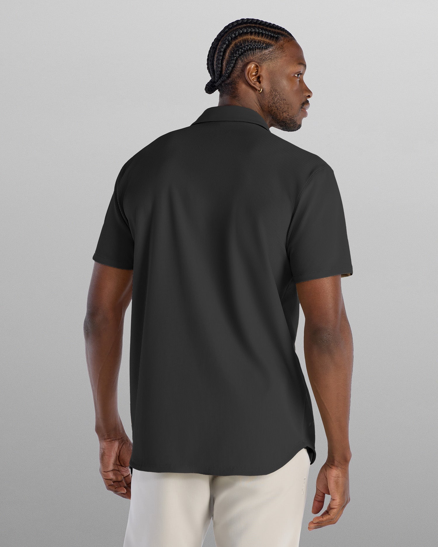 Ribbed+ Short Sleeve Button Down