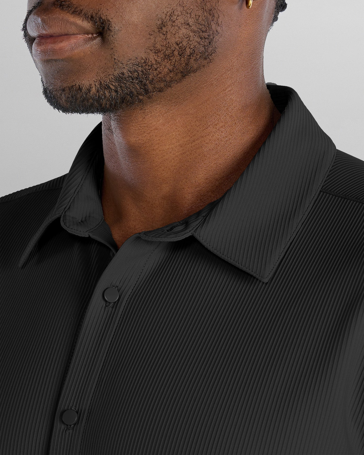 Ribbed+ Short Sleeve Button Down