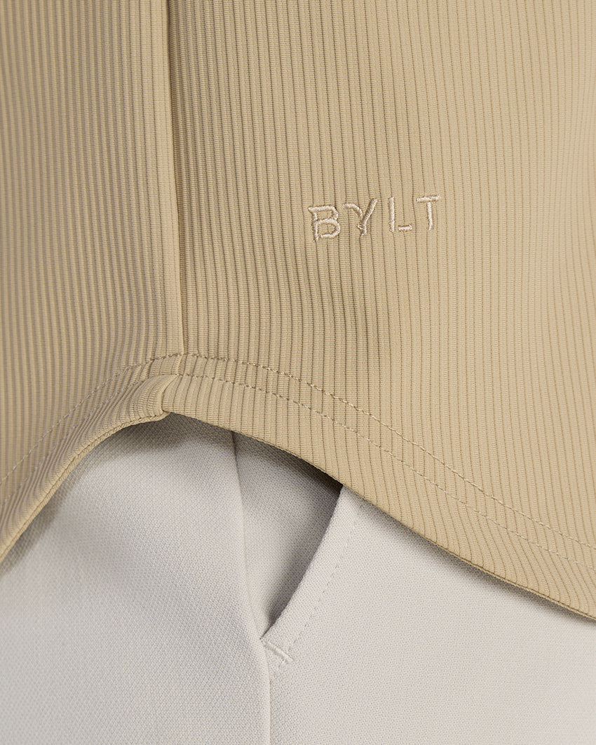 Ribbed+ Short Sleeve Button Down