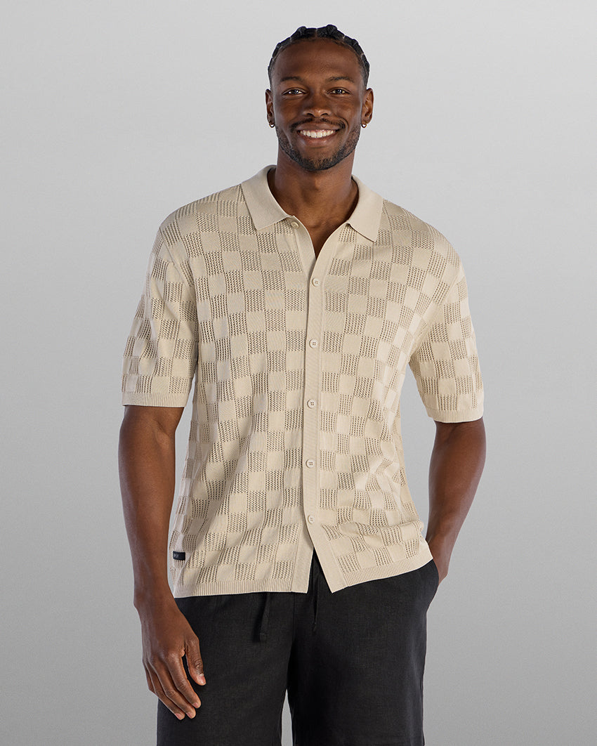 TechKnit Club Short Sleeve Button Down