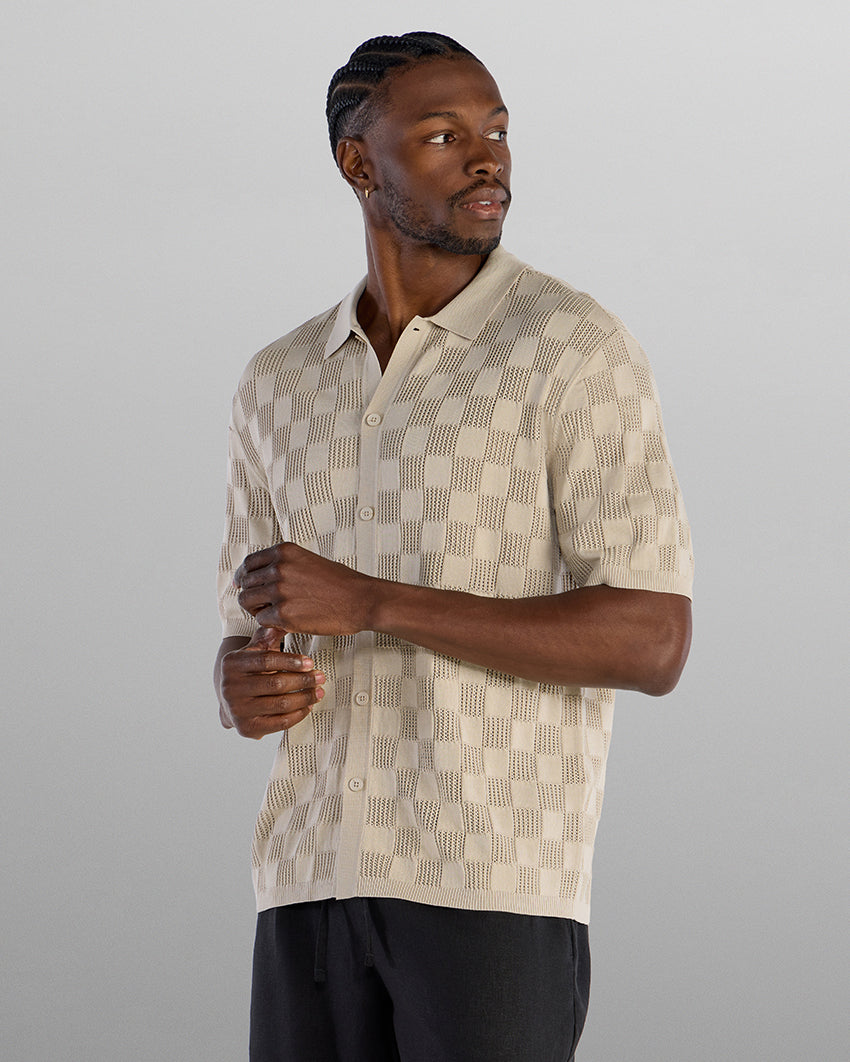 TechKnit Club Short Sleeve Button Down