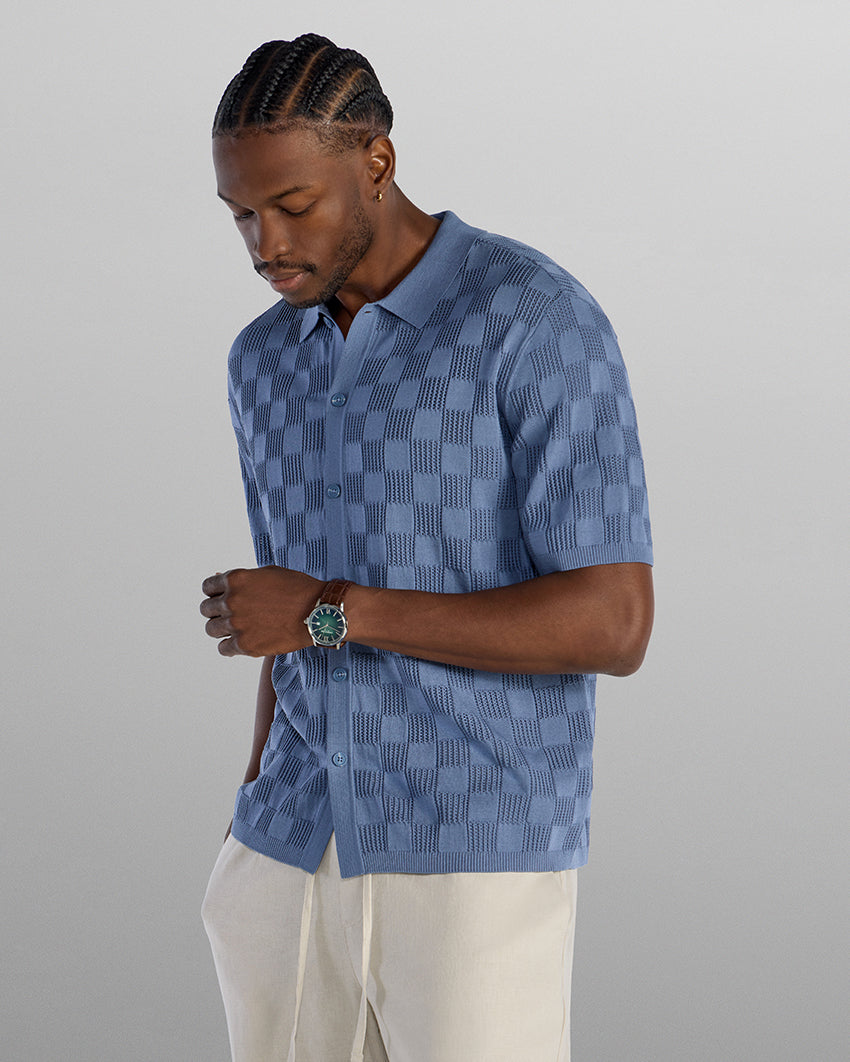 TechKnit Club Short Sleeve Button Down