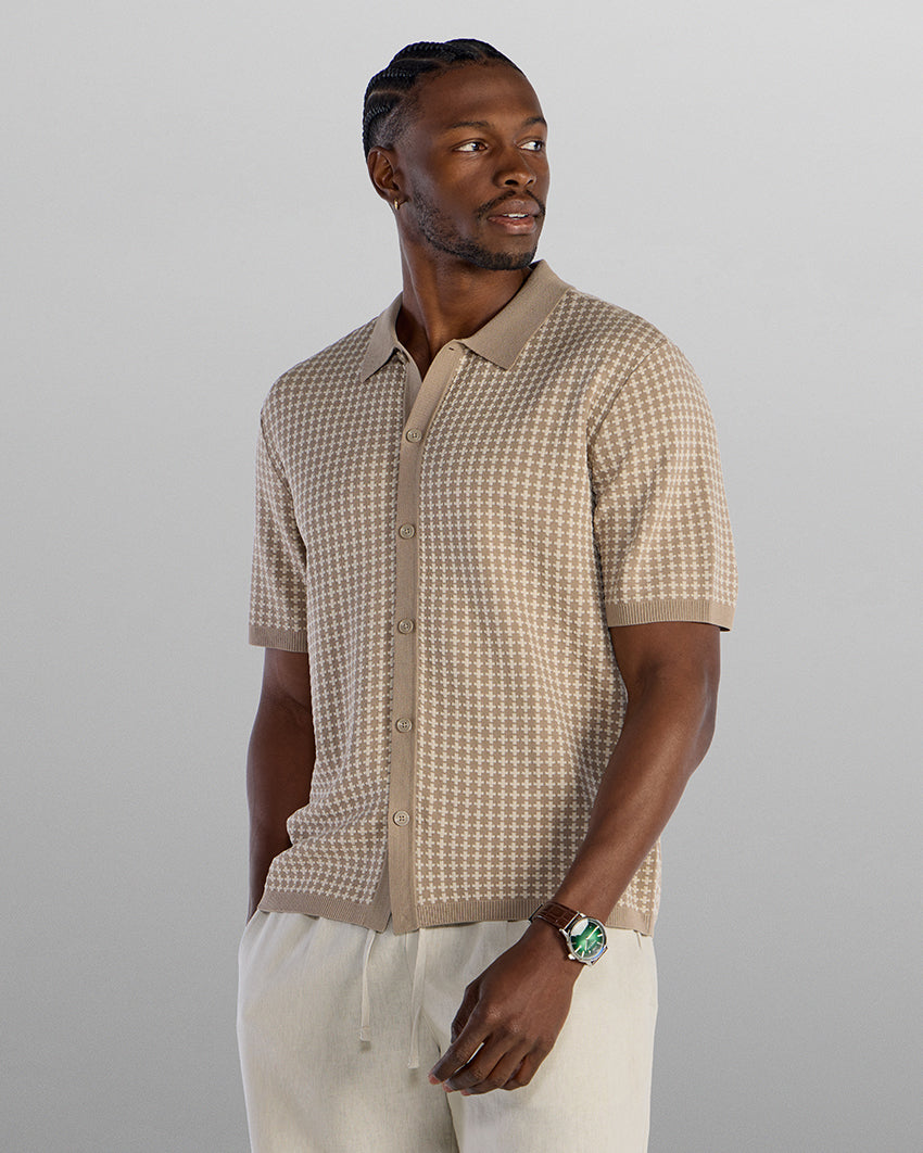 TechKnit Club Short Sleeve Button Down