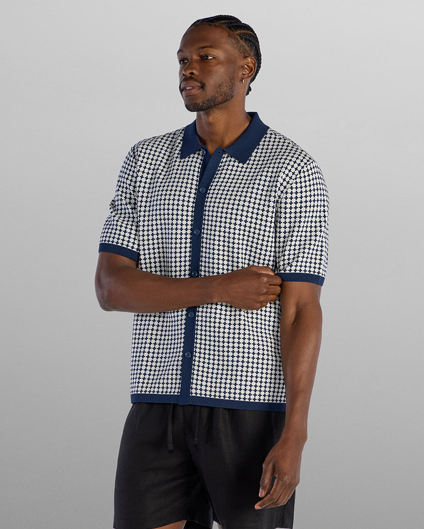 TechKnit Club Short Sleeve Button Down