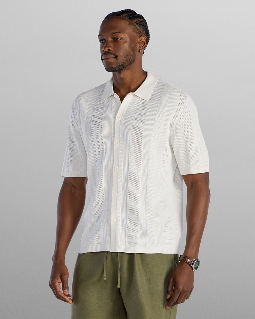 TechKnit Club Short Sleeve Button Down