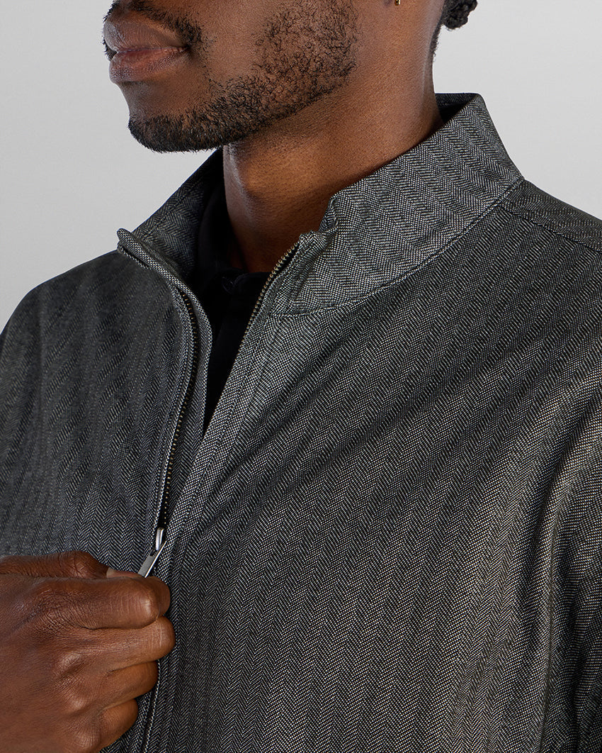Lightweight Herringbone Full Zip Jacket