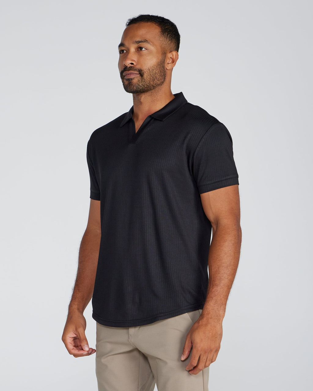 2-Item Ribbed Short Sleeve Open V Polo Bundle