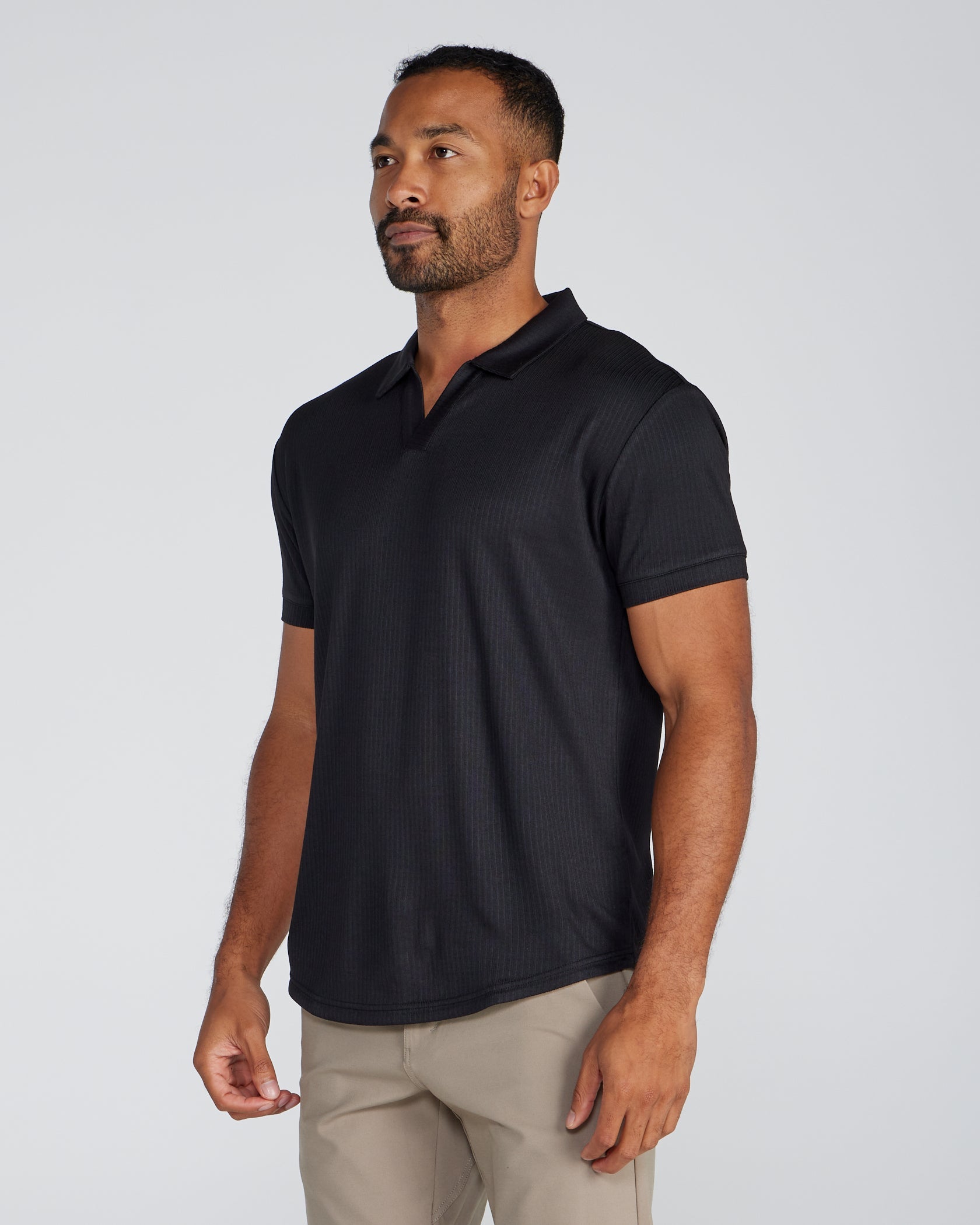 2-Item Ribbed Short Sleeve Open V Polo Bundle