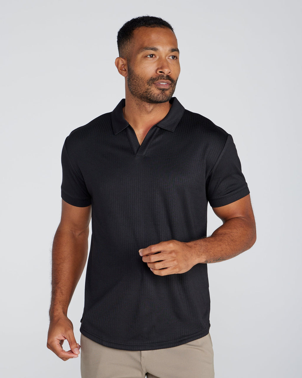 2-Item Ribbed Short Sleeve Open V Polo Bundle
