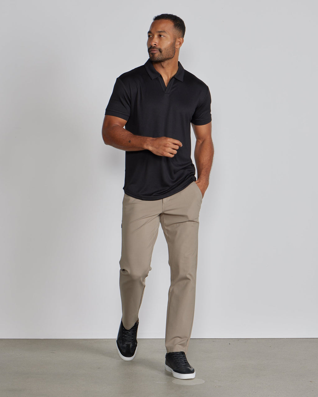2-Item Ribbed Short Sleeve Open V Polo Bundle