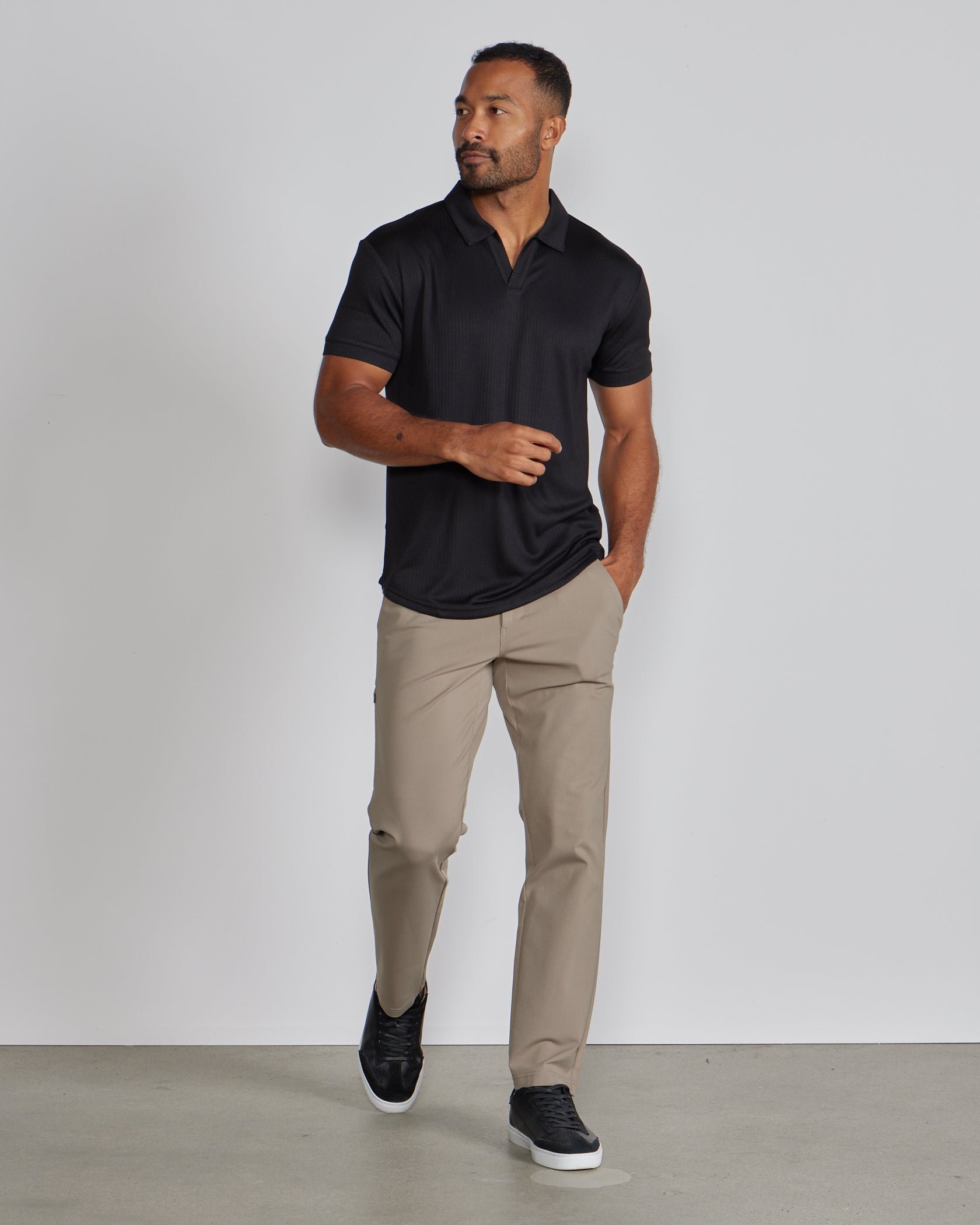 2-Item Ribbed Short Sleeve Open V Polo Bundle