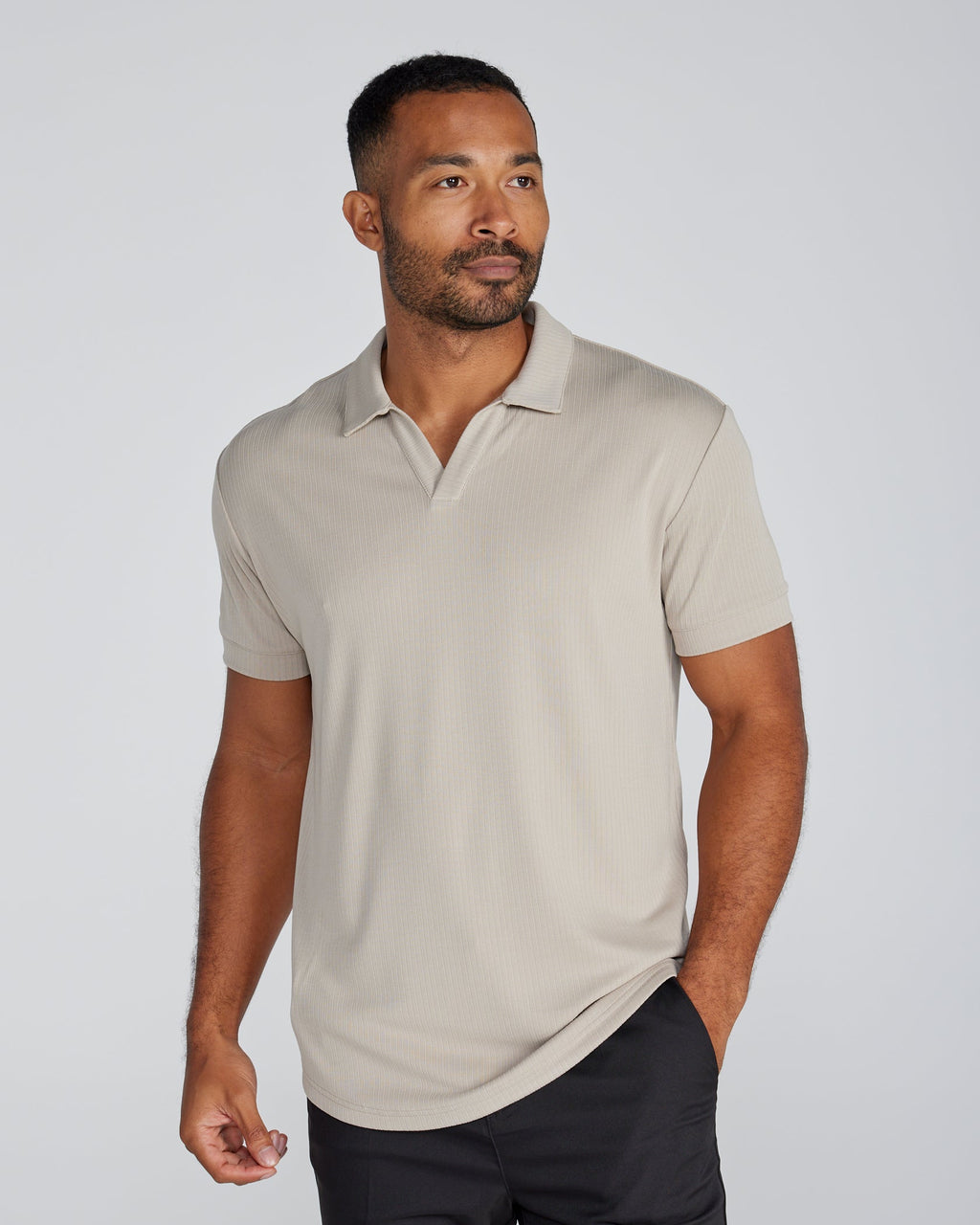 2-Item Ribbed Short Sleeve Open V Polo Bundle