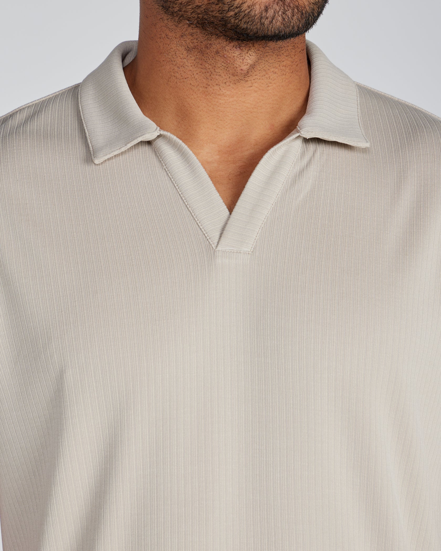 2-Item Ribbed Short Sleeve Open V Polo Bundle
