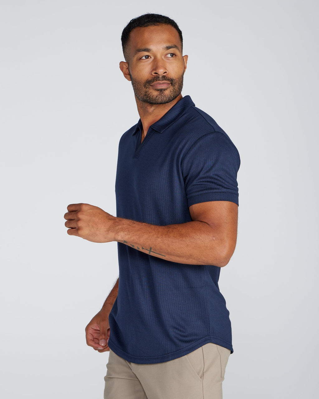 2-Item Ribbed Short Sleeve Open V Polo Bundle