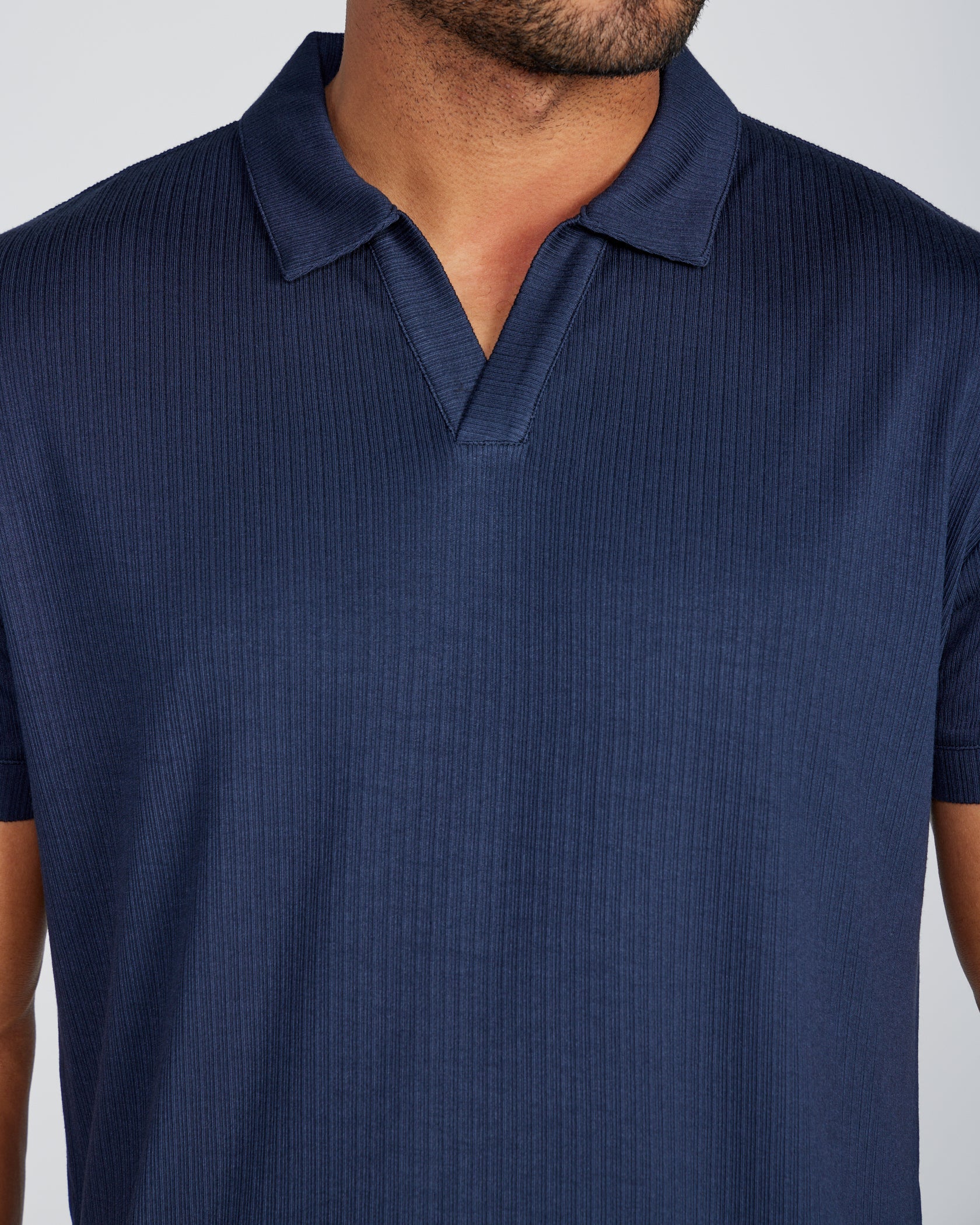 2-Item Ribbed Short Sleeve Open V Polo Bundle