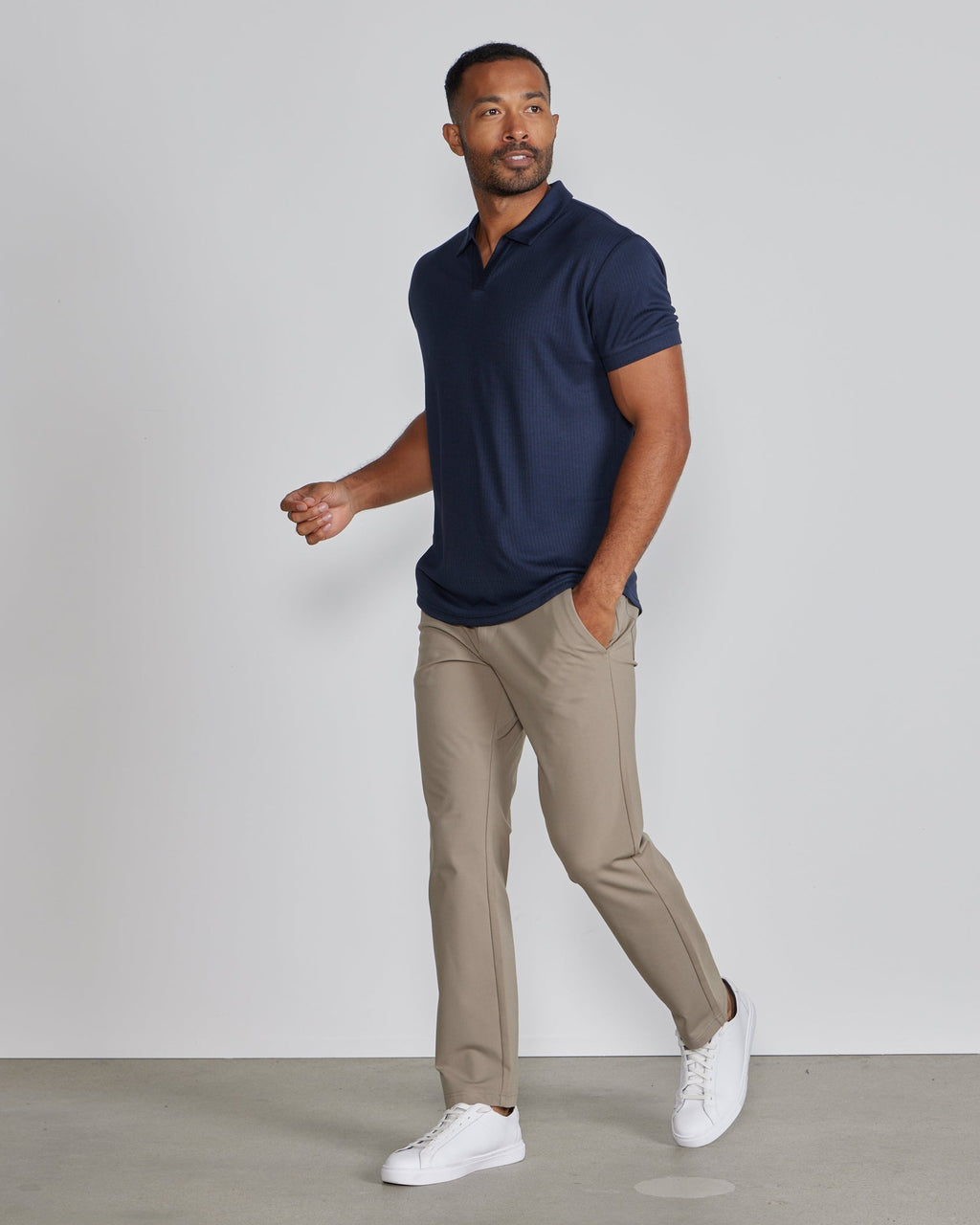 2-Item Ribbed Short Sleeve Open V Polo Bundle