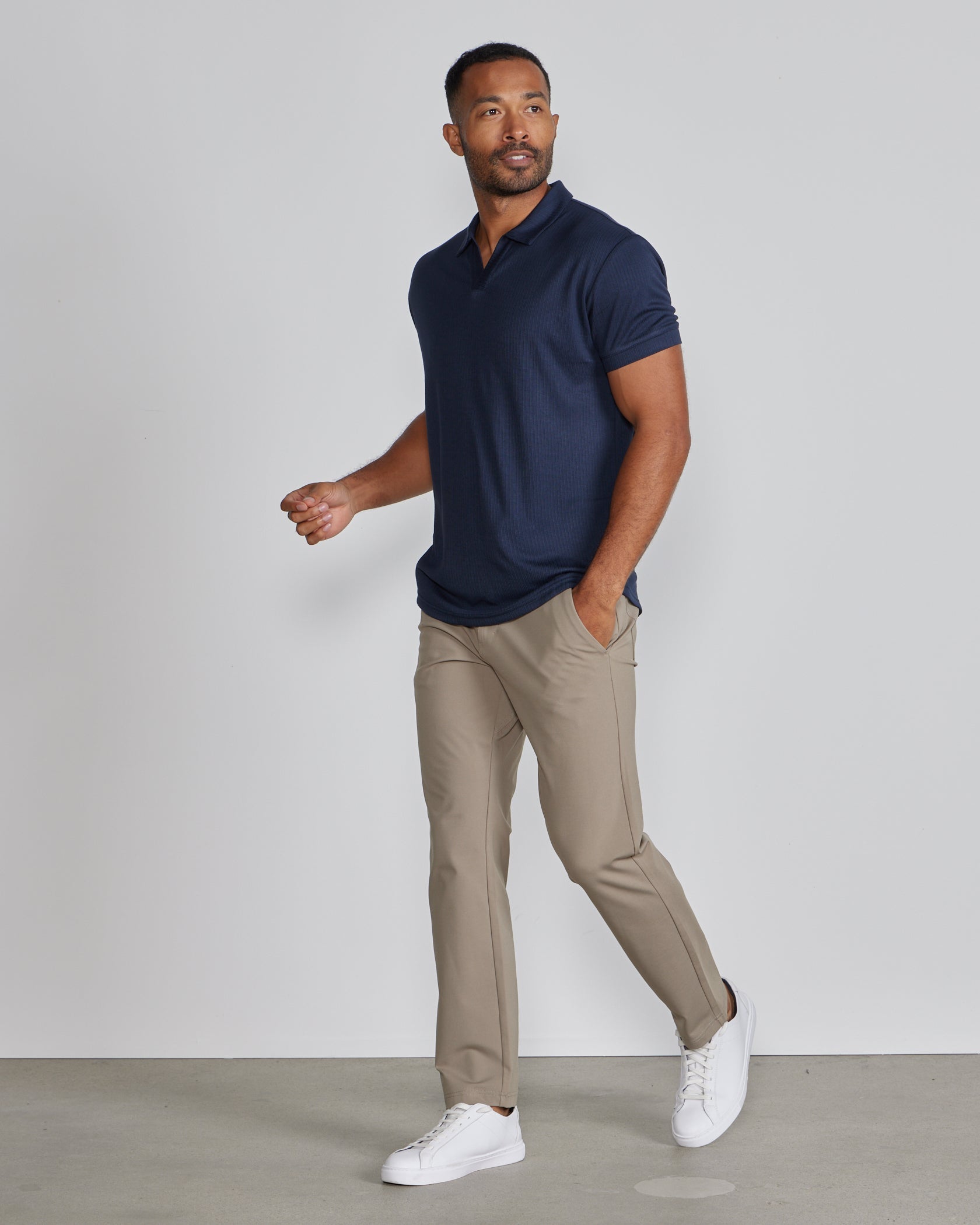 2-Item Ribbed Short Sleeve Open V Polo Bundle