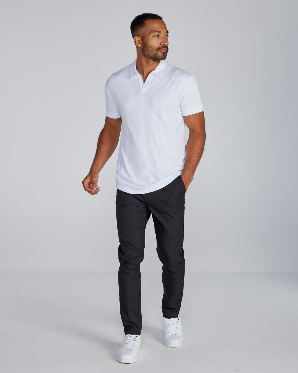 2-Item Ribbed Short Sleeve Open V Polo Bundle