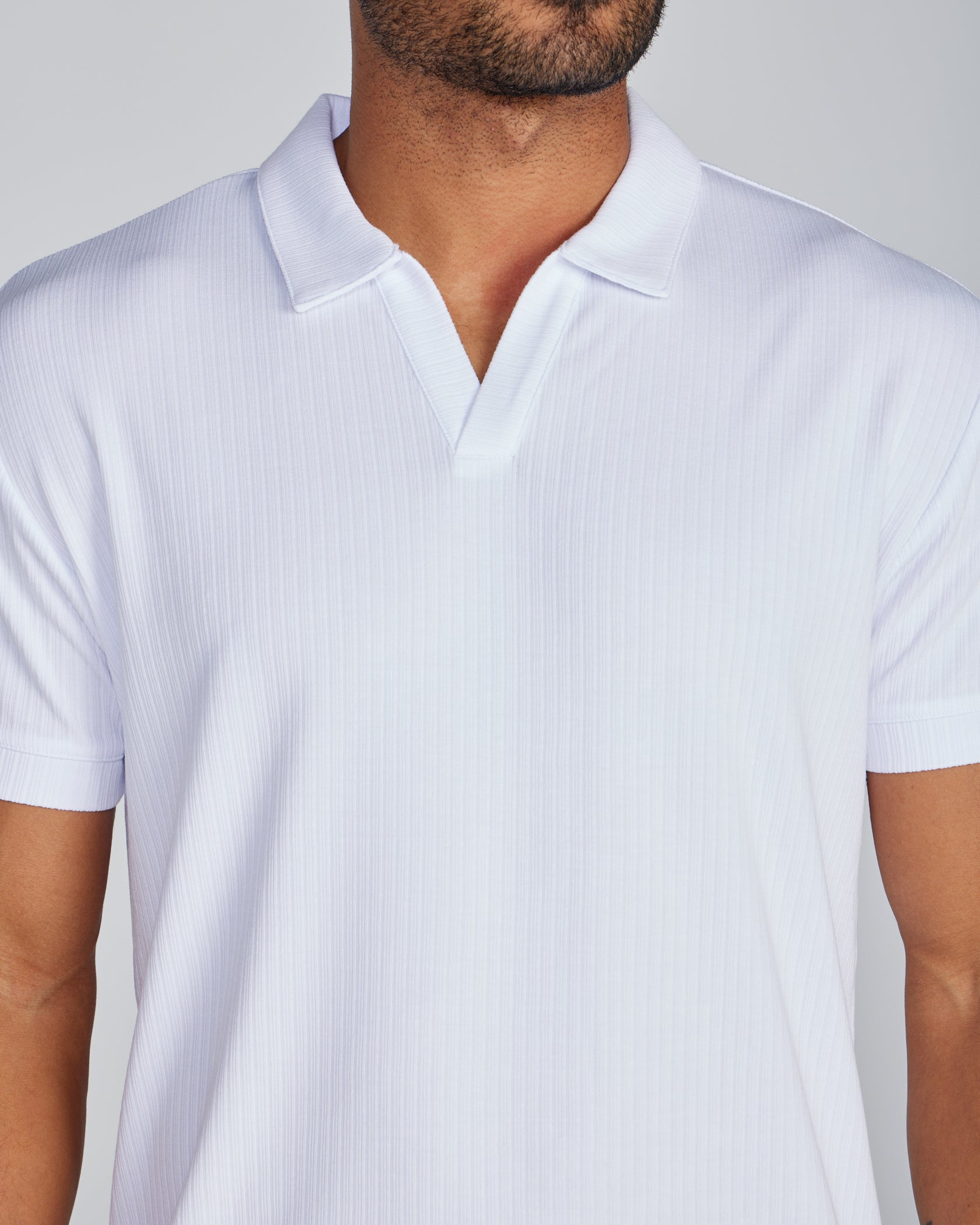 2-Item Ribbed Short Sleeve Open V Polo Bundle