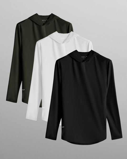 Hooded Drop-Cut Long Sleeve - Custom 3 Pack