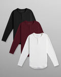 Henley Drop-Cut Long Sleeve: BYLT Signature - Custom 3 Pack