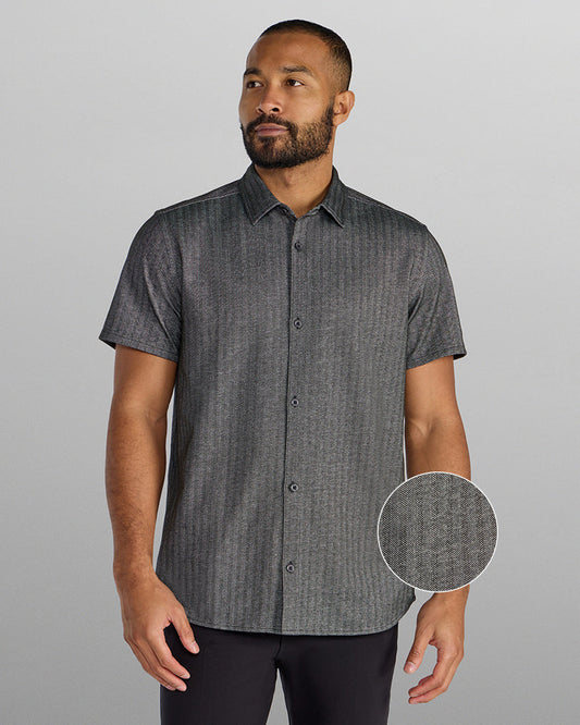 Herringbone Short Sleeve Button Down