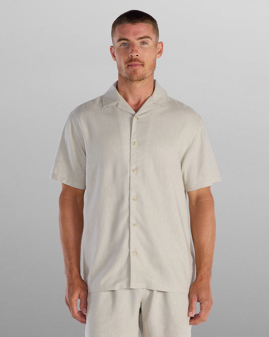 Back to Basics Linen Camp Collar Button Down